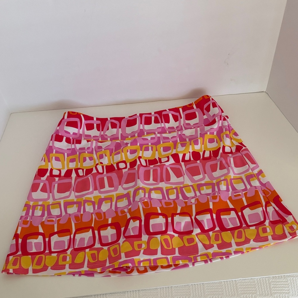Vibrant Pink and Yellow Geometric Mini Skirt